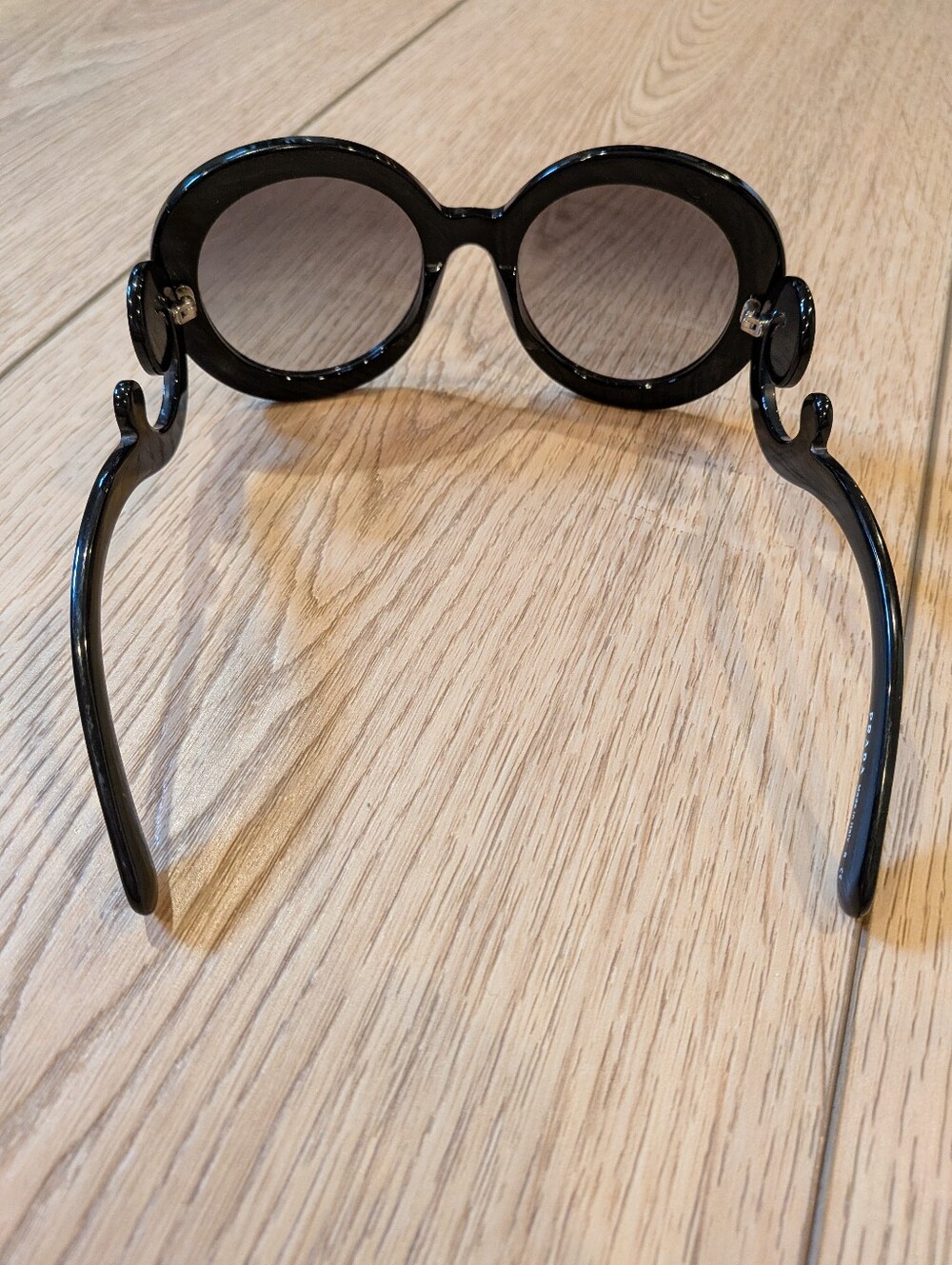 Prada Minimal Baroque Round Black Sunglasses SPR 27N Made in Italy - Picture 6 of 15